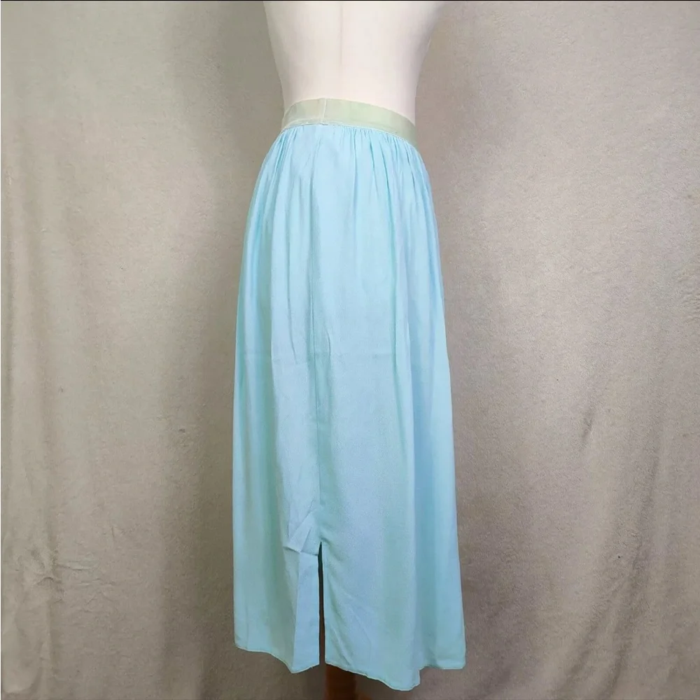 M&S Aqua Blue A-line Midi Skirt Elastic Waist UK Size 10 New - Picture 2 of 7